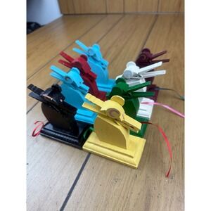 Set of 8 Wood Mice Farmhouse Note  Holders, Table Stands, Rustic Decor hand made